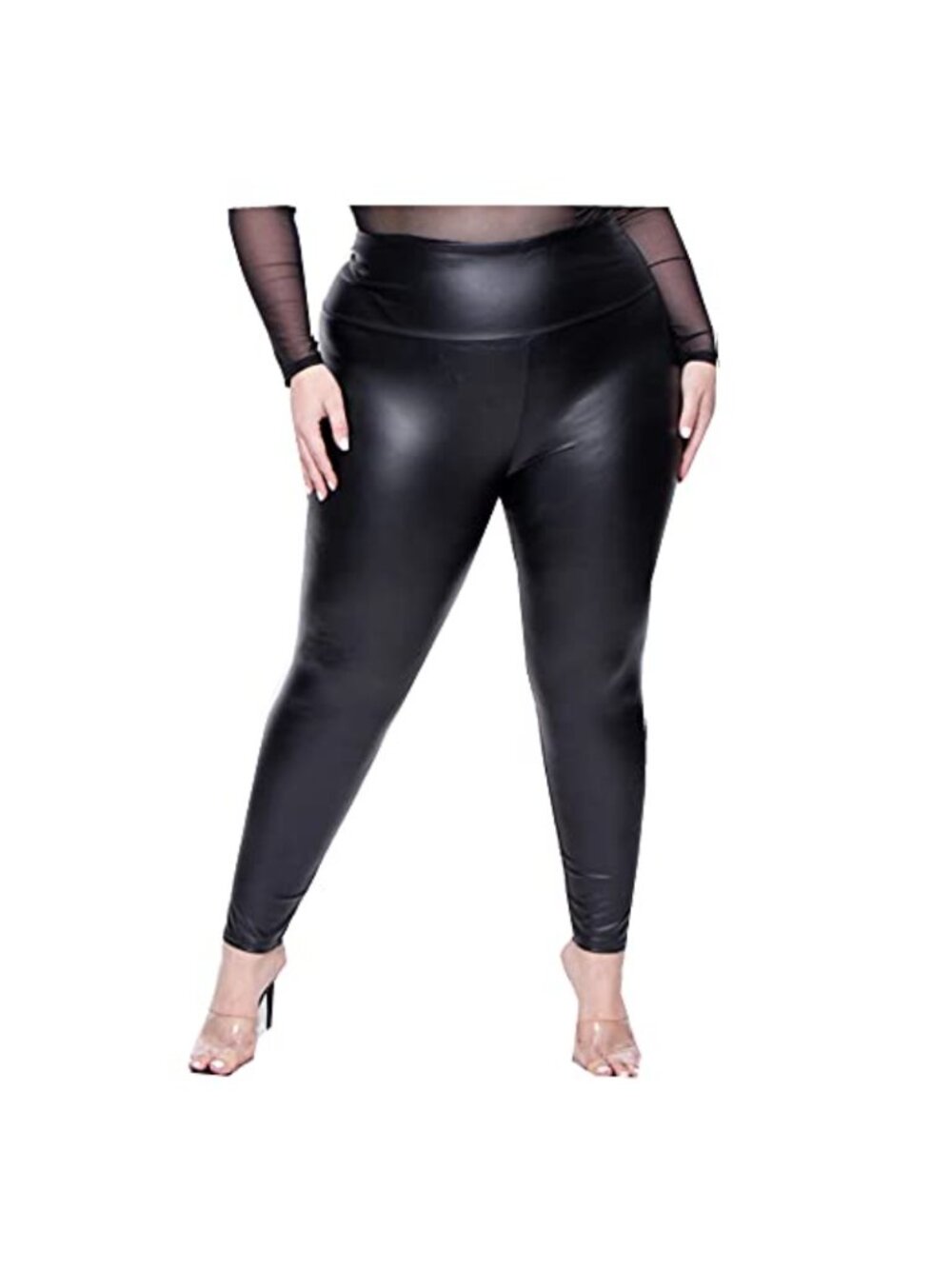 Faux Leather Leggings High Waisted Skinny Stretch Plus Size 5XL
